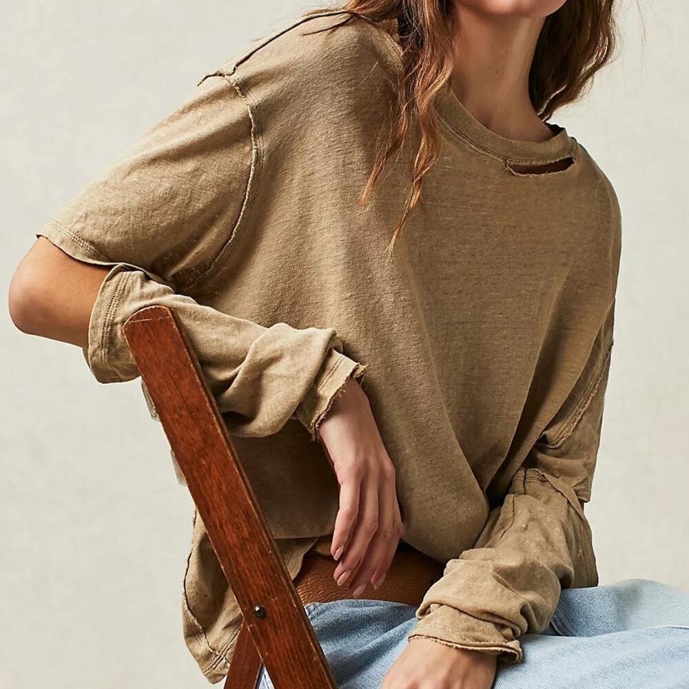 We The Free Tan Long Sleeve Tee